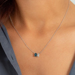 Collier argent 925 topazes bleues traitées 45cm - vue porté 1