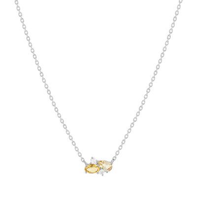 Collier argent 925 citrines et zirconias 45cm
