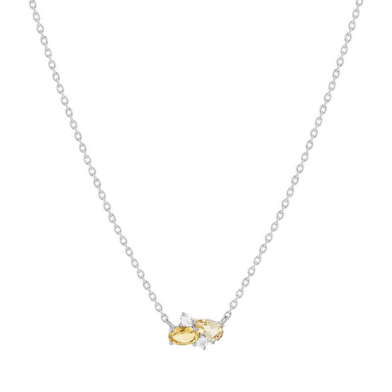 Collier argent 925 citrines et zirconias 45cm - vue 1
