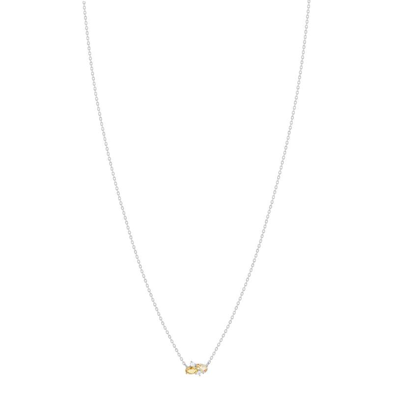Collier argent 925 citrines et zirconias 45cm - vue 2