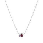 Collier argent 925 grenat rhodolite améthystes et topazes blanches 45cm - vue 1