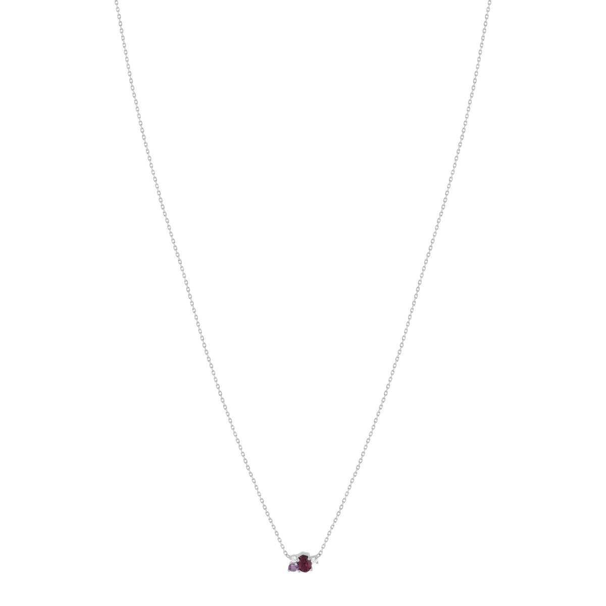 925 sterling silver necklace with rhodolite garnets, amethysts, and white topazes, treated, 45 cm - view 2