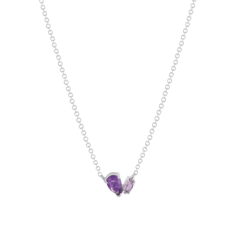 925 sterling silver necklace with amethysts, 45 cm - view 1