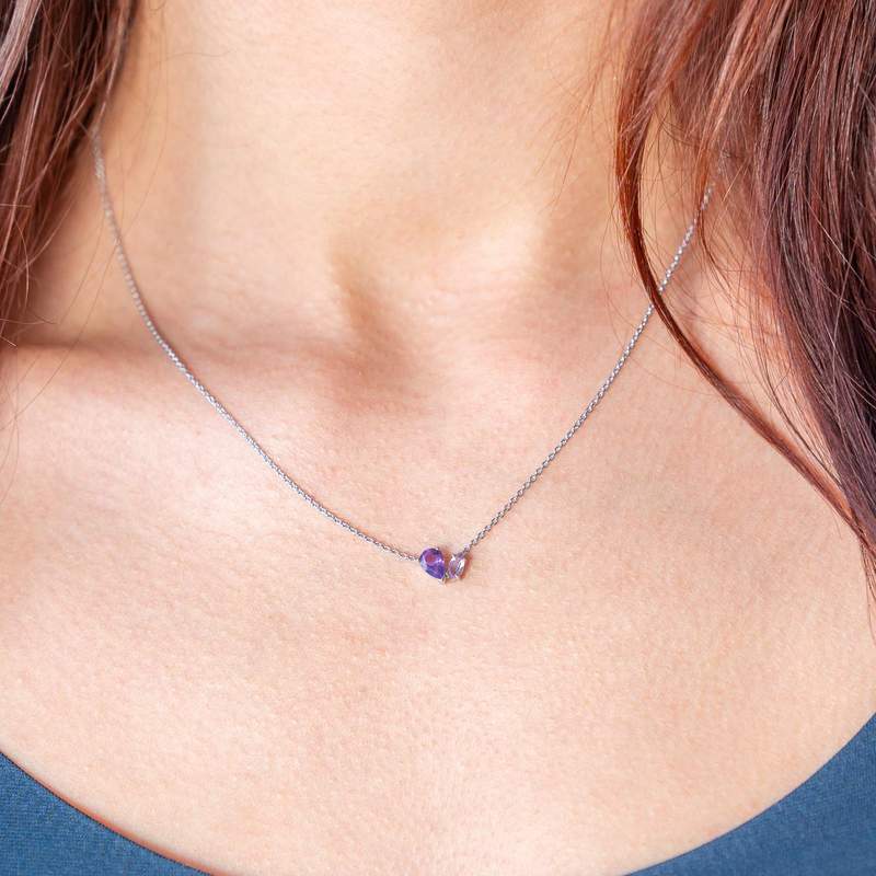 Necklace silver 925 amethyst 45cm - view worn 1