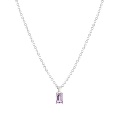925 sterling silver necklace with amethyst and treated white topaz, 45cm