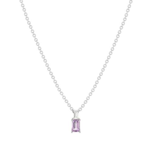 Collier argent 925 améthyste et topaze blanche 45cm