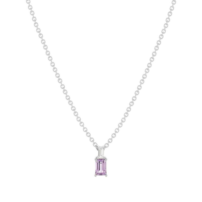 Collier argent 925 améthyste et topaze blanche 45cm - vue 1
