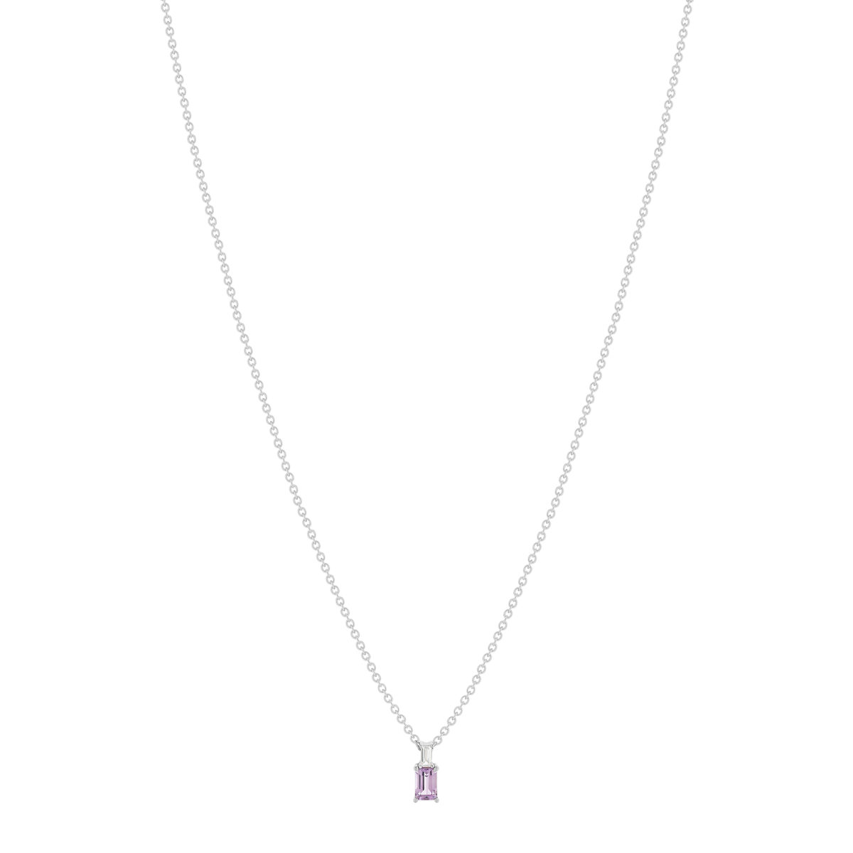 Collier argent 925 améthyste et topaze blanche 45cm - vue 2