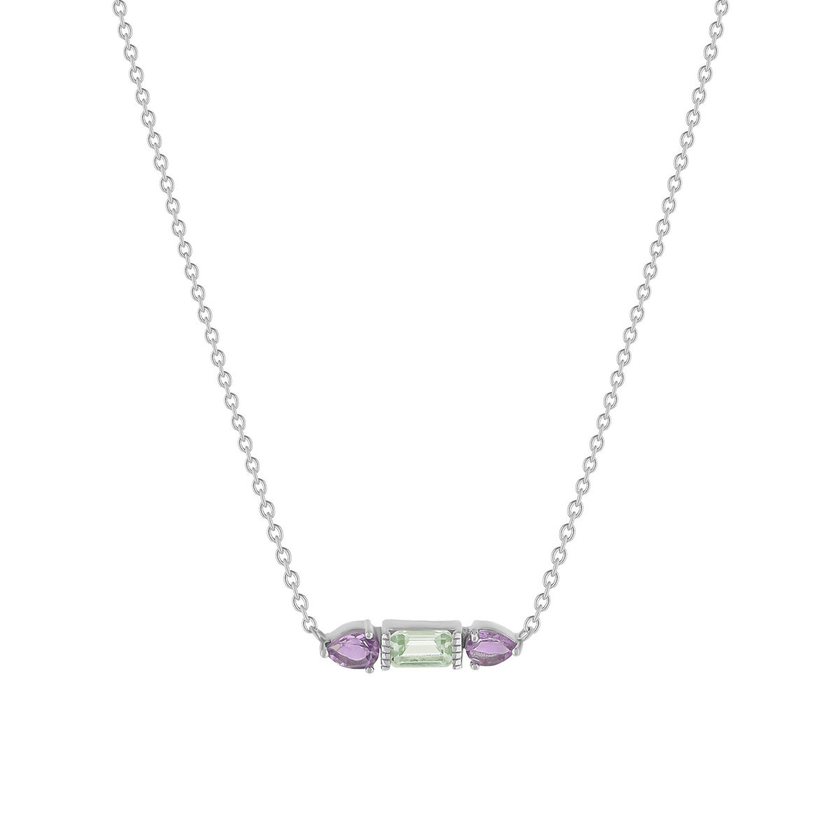 Collier argent 925 améthystes 45cm