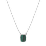 Collier argent 925 malachite 45cm - vue 1