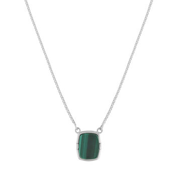 Collier argent 925 malachite 45cm