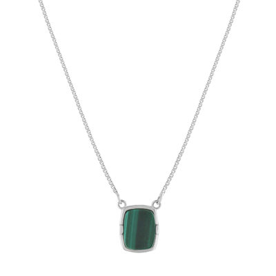 Collier argent 925 malachite 45cm