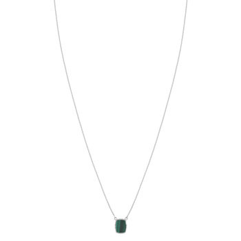 Collier argent 925 malachite 45cm