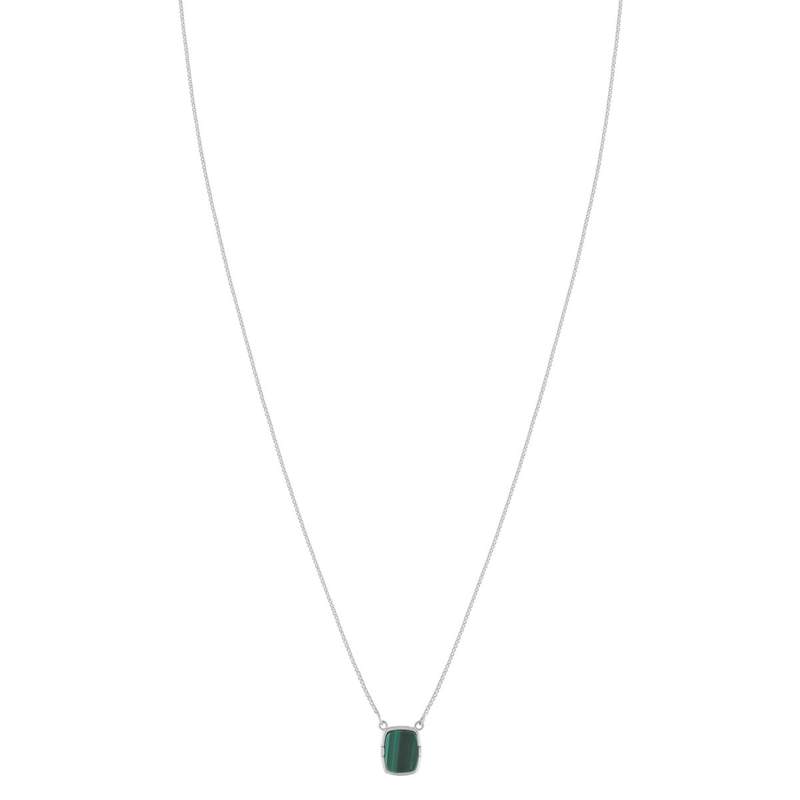 Collier argent 925 malachite 45cm - vue 2