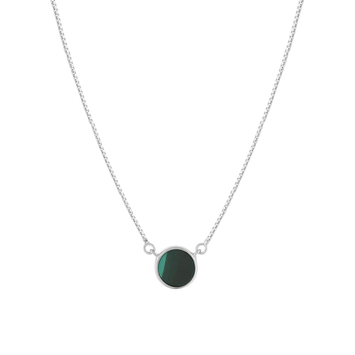 Collier argent 925 malachite 45cm