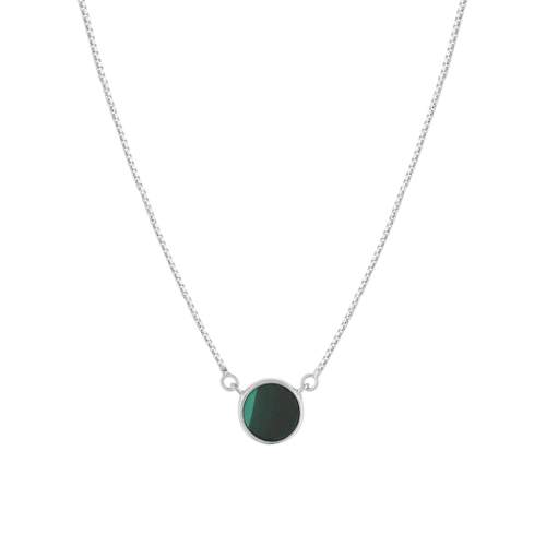 Collier argent 925 malachite 45cm