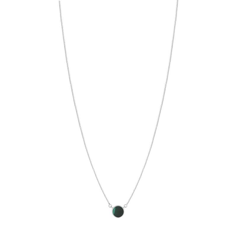 Collier argent 925 malachite 45cm - vue 2