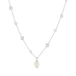 Collier argent 925 perle de Chine et zirconias 45cm - vue 1