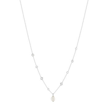 Collier argent 925 perle de Chine et zirconias 45cm