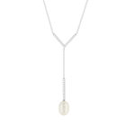 Collier argent 925 perle de Chine et zirconias 45cm - vue 1