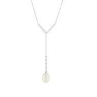 Collier argent 925 perle de Chine et zirconias 45cm