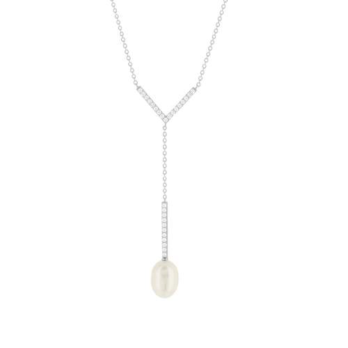 Collier argent 925 perle de Chine et zirconias 45cm