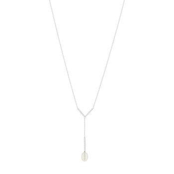 Collier argent 925 perle de Chine et zirconias 45cm