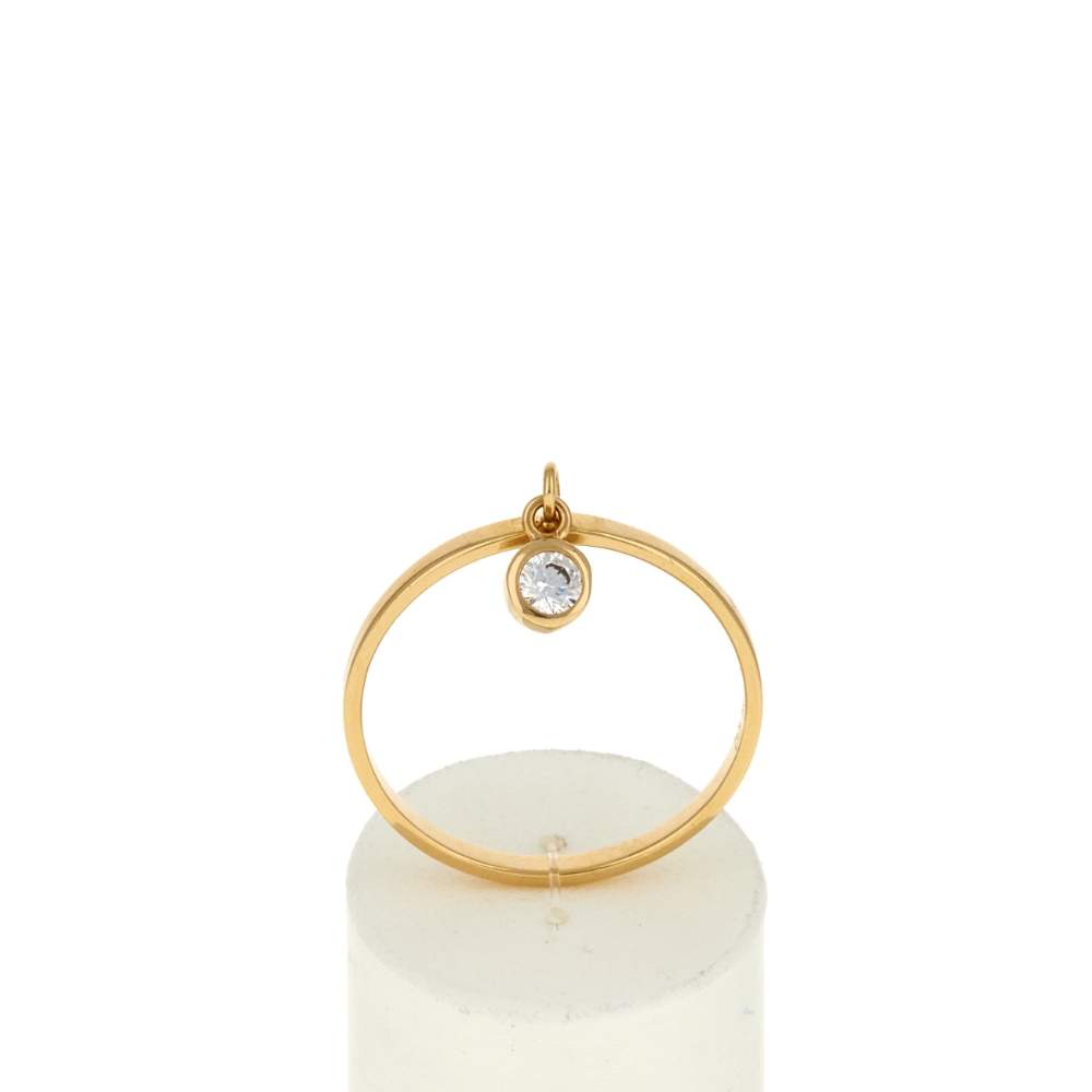 Bague plaqué or pampille zirconia - vue 1