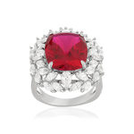 925 sterling silver ring with synthetic rubies and zirconia - view 1