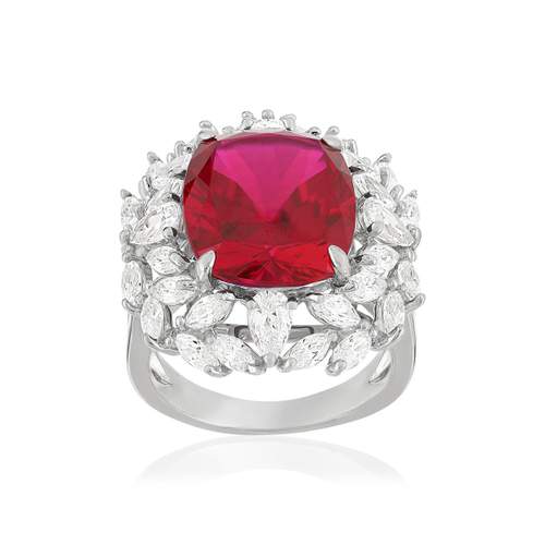 Bague argent 925 rubis synthétique zirconias