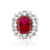 Bague argent 925 rubis synthétique zirconias - vue V3