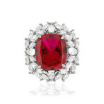 Silver ring 925 synthetic ruby zirconias - view 3