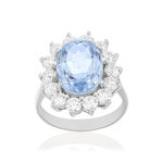 Bague argent 925 cristal bleu clair et zirconias - vue 1