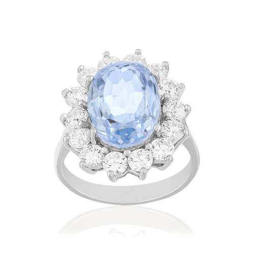 Bague argent 925 cristal bleu clair et zirconias
