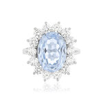 Bague argent 925 cristal bleu clair et zirconias - vue 3