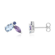 Boucles d'oreilles argent 925 topazes améthyste et iolite