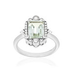 Bague argent 925 quartz vert et zirconias - vue 1