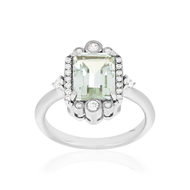 Bague argent 925 quartz vert et zirconias