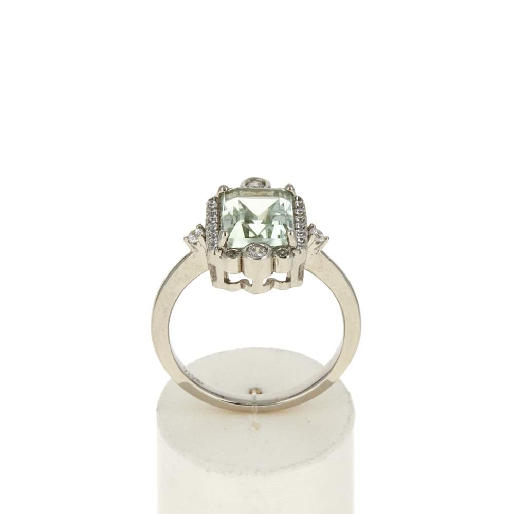 Bague argent 925 quartz vert et zirconias - vue 1