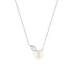 Collier argent 925 perle de culture de Chine et zirconias 45cm - vue 1