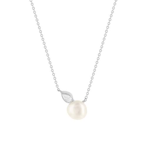 Collier argent 925 perle de culture de Chine et zirconias 45cm
