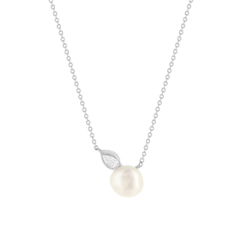Collier argent 925 perle de culture de Chine et zirconias 45cm - vue 1