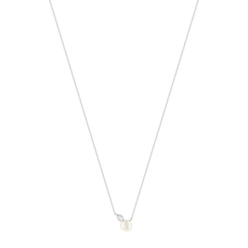 Collier argent 925 perle de culture de Chine et zirconias 45cm - vue 2