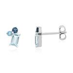 Boucles d'oreilles argent 925 topazes bleues traitées - vue 1