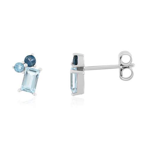 Boucles d'oreilles argent 925 topazes bleues traitées