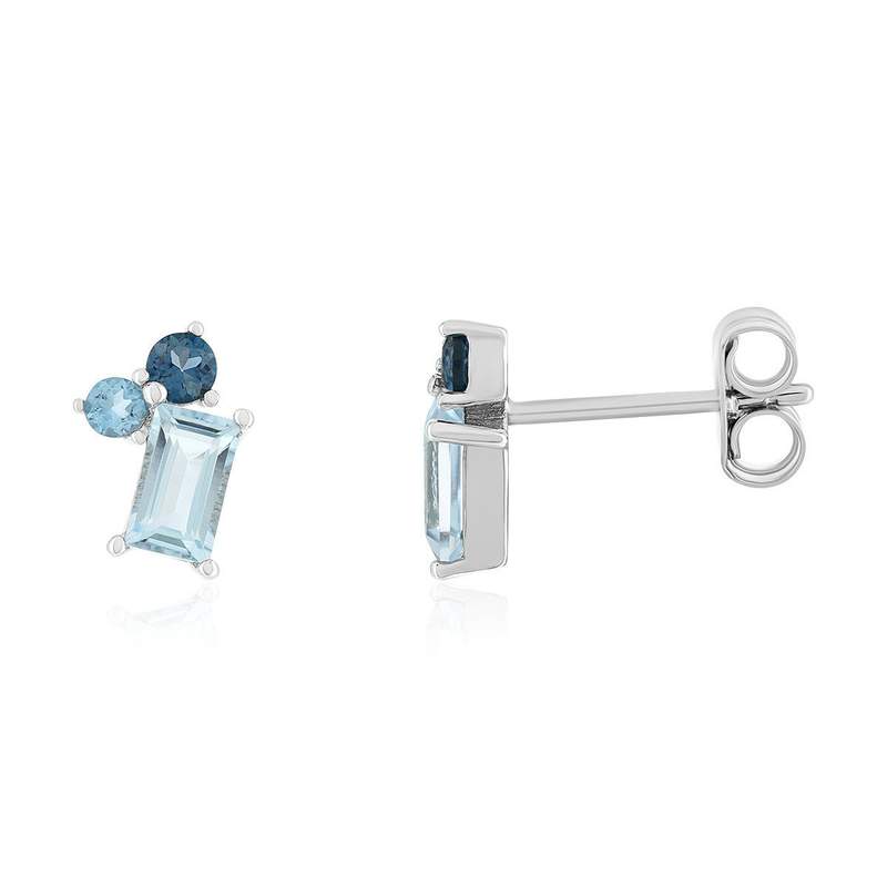 Boucles d'oreilles argent 925 topazes bleues traitées - vue 1