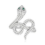 Bague argent 925 pierres synthétiques et zirconias motif serpent - vue 3