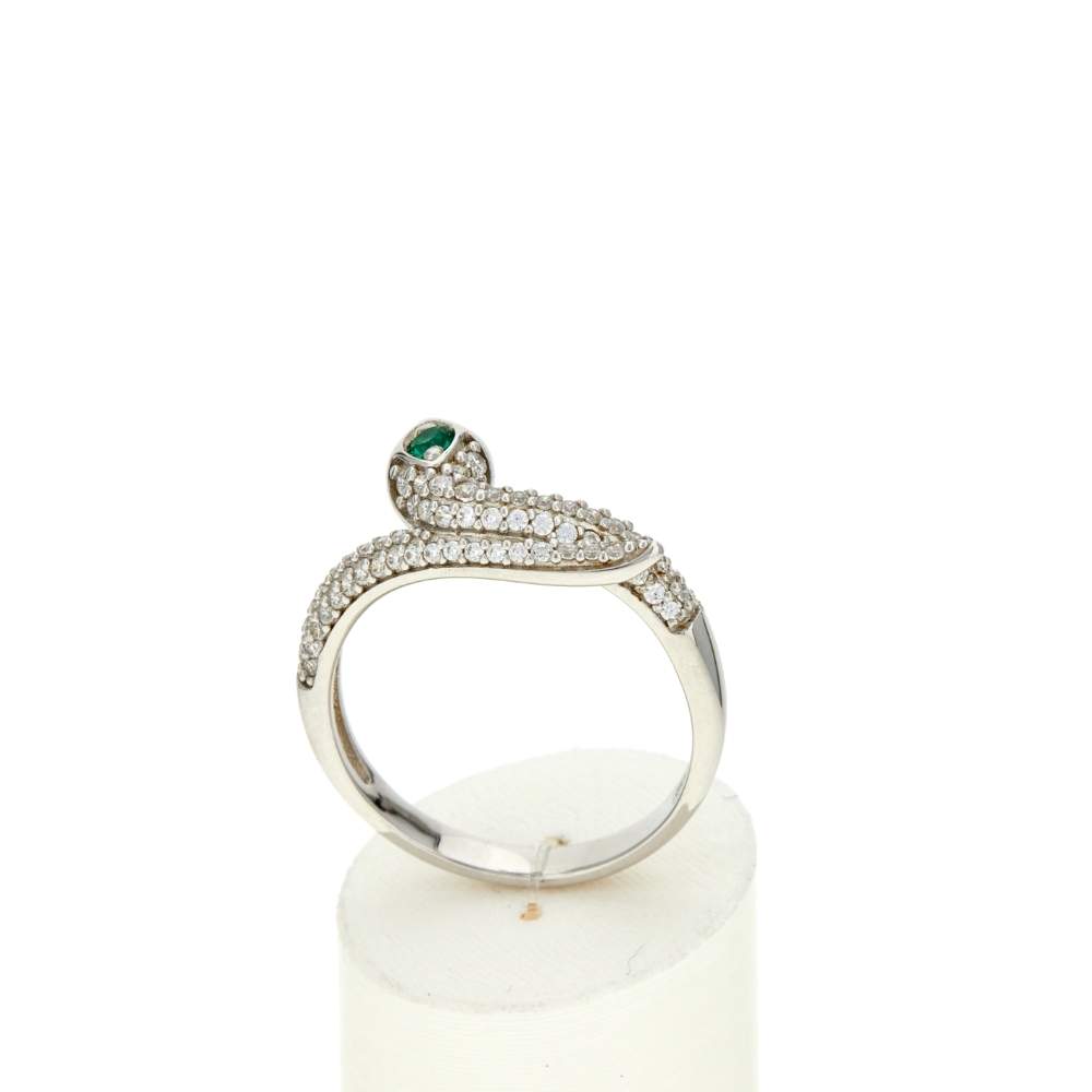 Bague argent 925 pierres synthétiques et zirconias motif serpent - vue 2