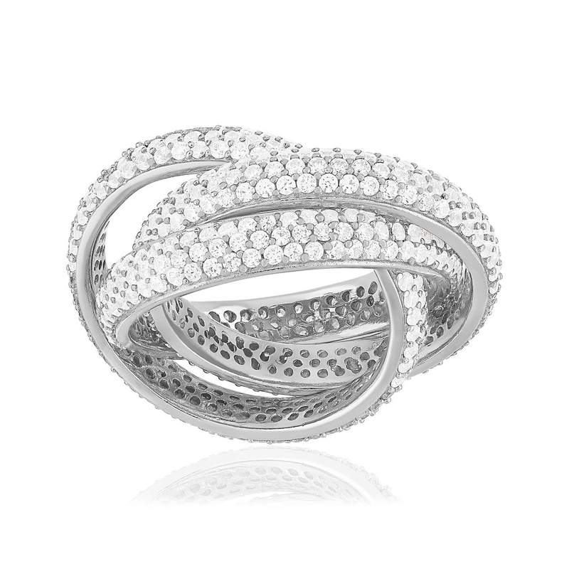 Bague argent 925 et zirconias - vue 1