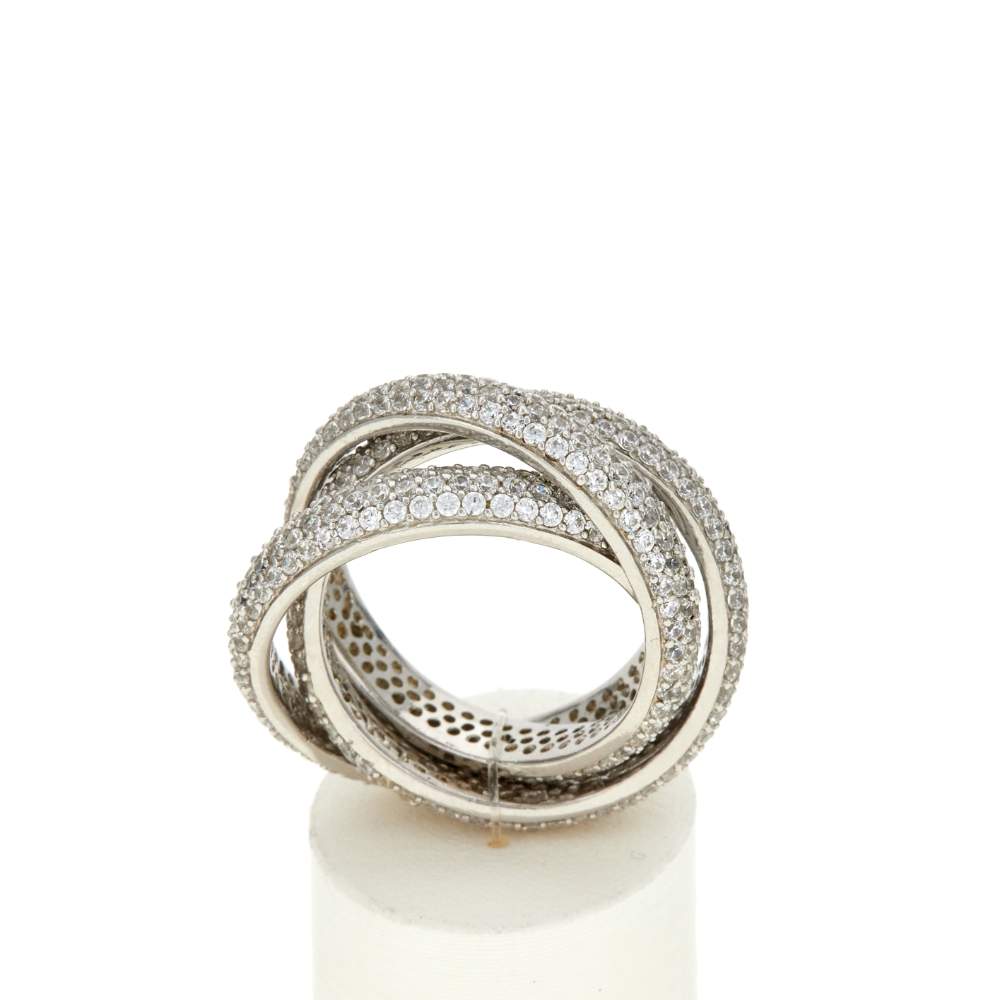 Bague argent 925 et zirconias - vue 1